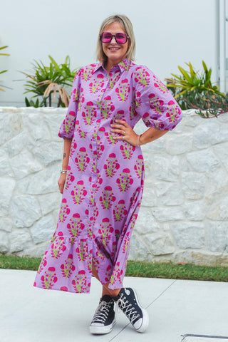Abbie Dress - Neon Carnation