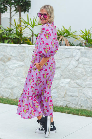 Abbie Dress - Neon Carnation