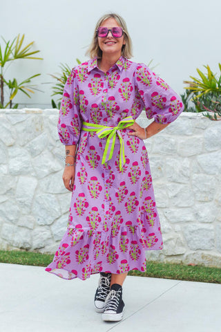 Abbie Dress - Neon Carnation