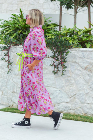 Abbie Dress - Neon Carnation