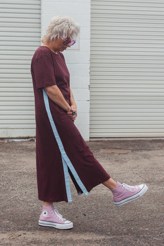 Alba Dress - Wine & Blue