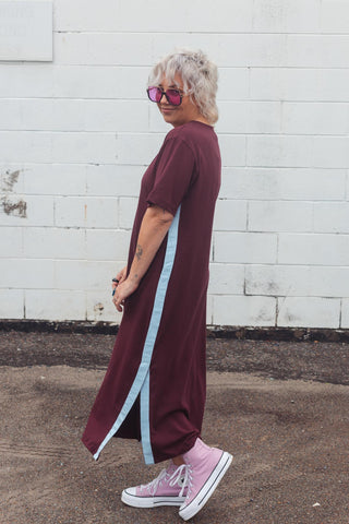 Alba Dress - Wine & Blue