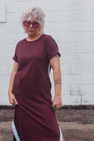 Alba Dress - Wine & Blue