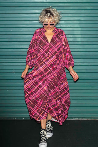 April Dress - Pink & Chocolate