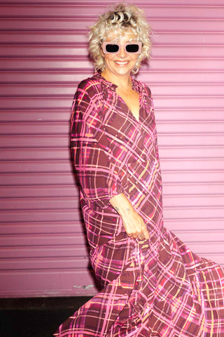 April Dress - Pink & Chocolate