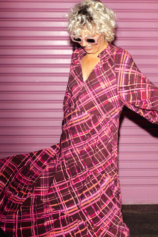 April Dress - Pink & Chocolate