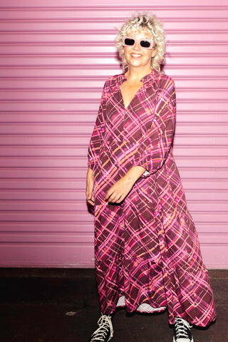 April Dress - Pink & Chocolate