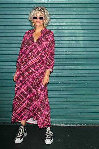 April Dress - Pink & Chocolate