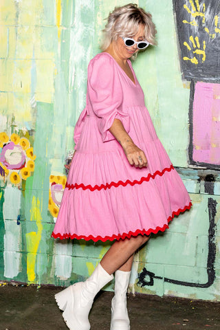 Arabella Dress - Pink & Red