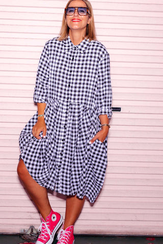 Arc Dress - Black/White Check