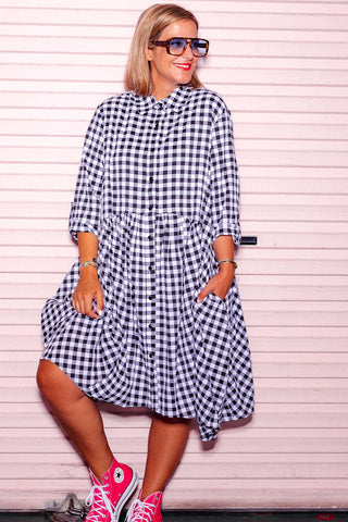Arc Dress - Black/White Check