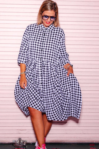 Arc Dress - Black/White Check