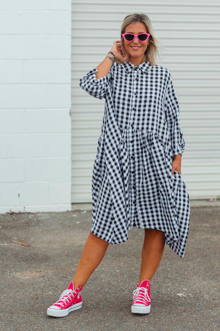 Arc Dress - Check Black