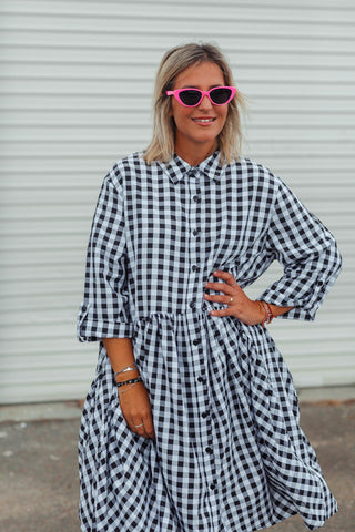 Arc Dress - Check Black