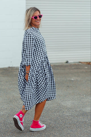 Arc Dress - Check Black