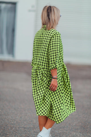 Arc Dress - Neon Check Green