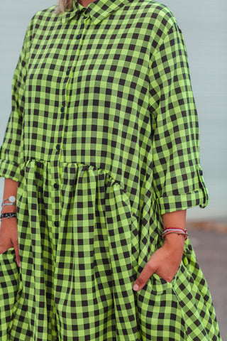 Arc Dress - Neon Check Green