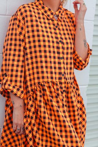 Arc Dress - Neon Check Orange