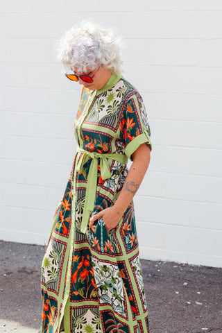 Aria Dress - Green Palms