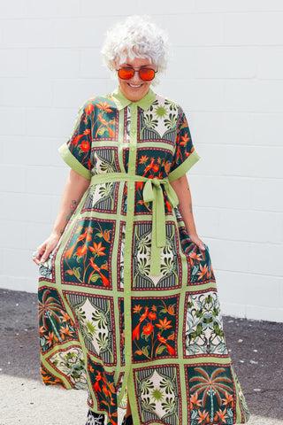 Aria Dress - Green Palms