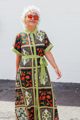 Aria Dress - Green Palms