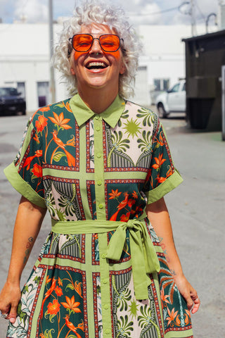 Aria Dress - Green Palms