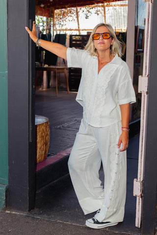 Astoria Lace Trim Shirt - White