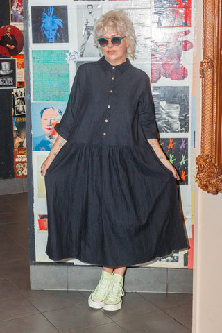 Audrey Denim Dress - Black