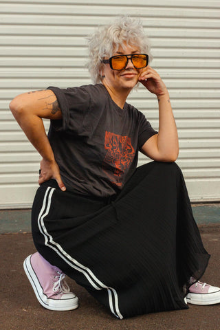 Ava Pleated Skirt - Black