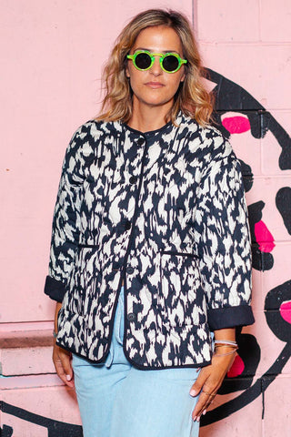 Billie Quilted Jacket - Black Leopard