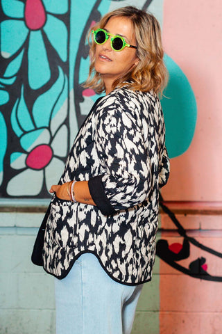 Billie Quilted Jacket - Black Leopard