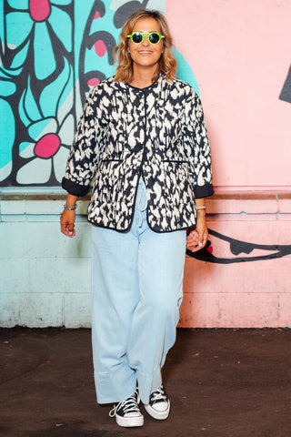 Billie Quilted Jacket - Black Leopard