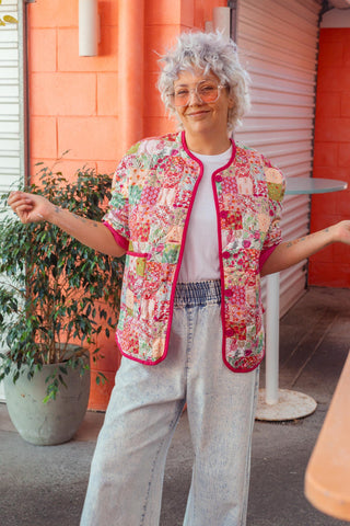 Billie Quilted Jacket - Pink Floral