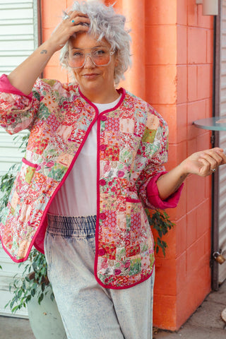 Billie Quilted Jacket - Pink Floral