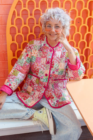 Billie Quilted Jacket - Pink Floral