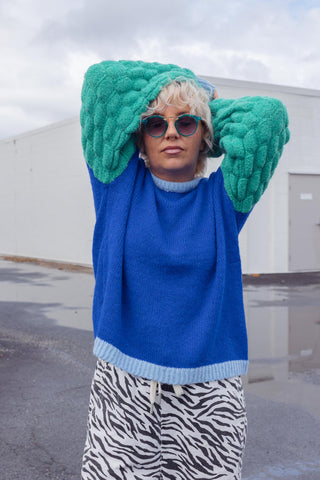 Block Knit - Blue