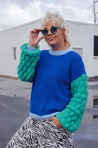 Block Knit - Blue