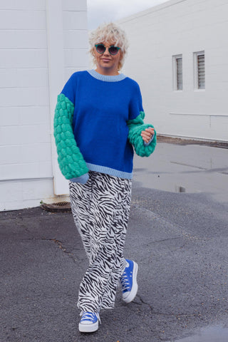 Block Knit - Blue