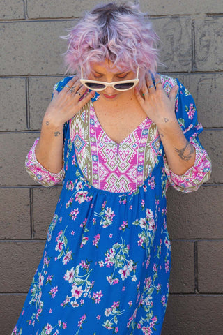 Bridget Dress - Blue Floral