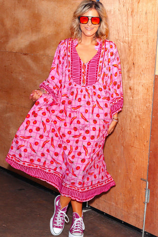 Bridget Dress - Pink Chilli