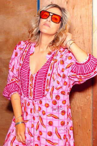 Bridget Dress - Pink Chilli