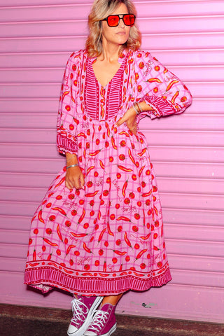 Bridget Dress - Pink Chilli