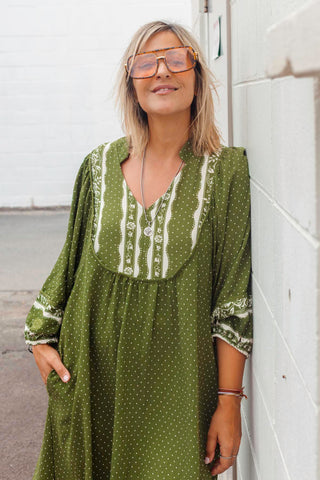 Bridget Dress - Spotty Khaki