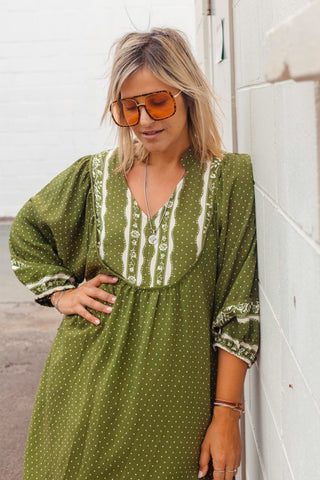 Bridget Dress - Spotty Khaki