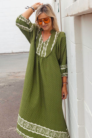 Bridget Dress - Spotty Khaki