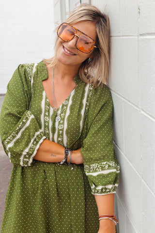 Bridget Dress - Spotty Khaki