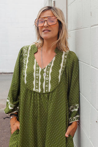 Bridget Dress - Spotty Khaki