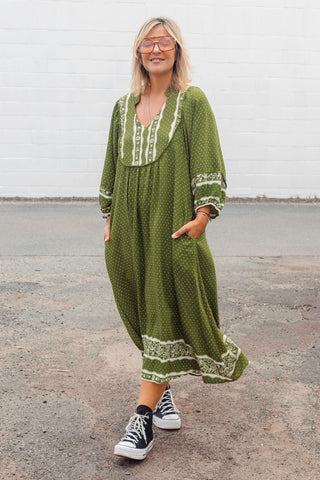 Bridget Dress - Spotty Khaki