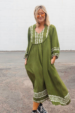 Bridget Dress - Spotty Khaki