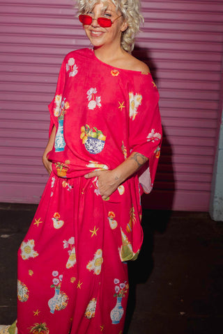 Classic Drape Top - Scarlet Garden